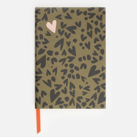 Khaki & Black Heart Hardback Notebook