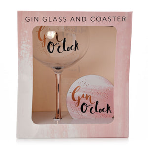 Gin O'Clock Glass & Coaster