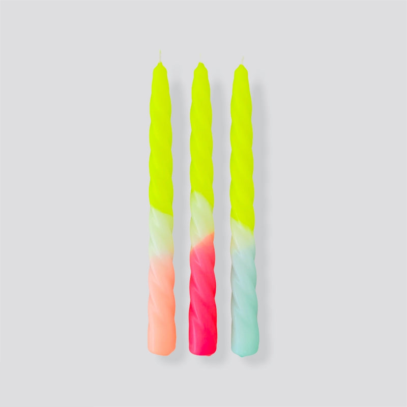 Dip Dye Twisted Candles - Ice Cream Yellow