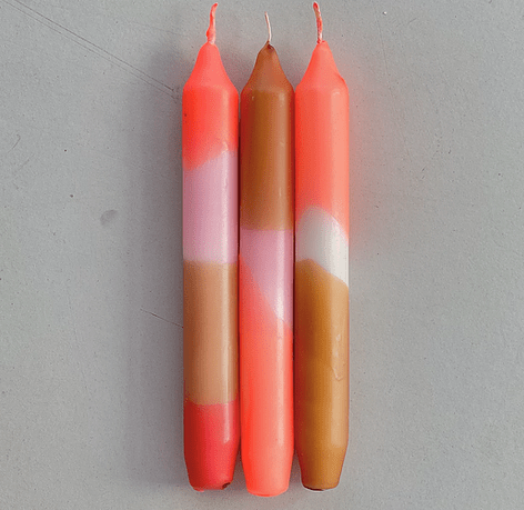 Dip Dye Neon Candles - Papaya Sand
